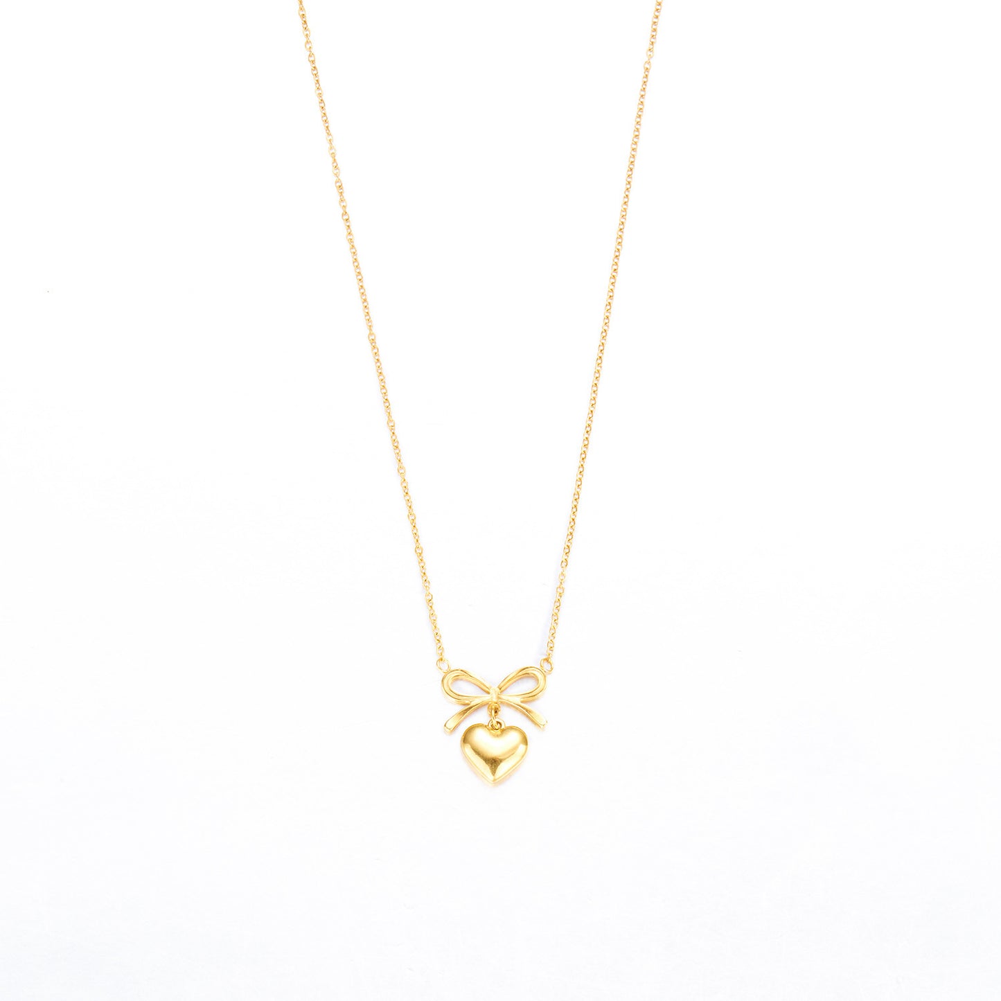 Stainless Steel New Fashion Fine Waterproof Jewelry Love Heart Bowknot Shape Charm Chain Choker Necklaces Pendant For Women Fashion Jewelry - HAYUDY