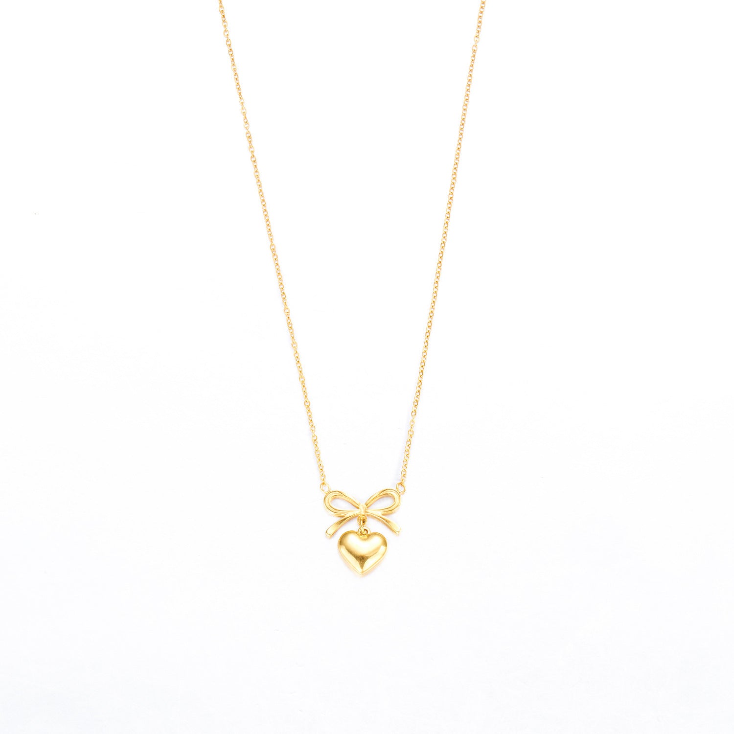 Stainless Steel New Fashion Fine Waterproof Jewelry Love Heart Bowknot Shape Charm Chain Choker Necklaces Pendant For Women Fashion Jewelry - HAYUDY