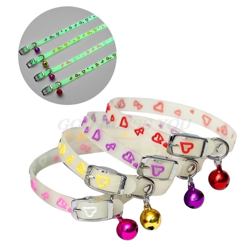 Pet Glowing Collars with Bells Glow at Night Dogs Cats Necklace Light Luminous Neck Ring Accessories Drop Shipping - HAYUDY