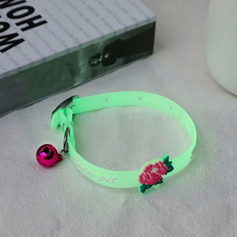 Pet Glowing Collars with Bells Glow at Night Dogs Cats Necklace Light Luminous Neck Ring Accessories Drop Shipping - HAYUDY