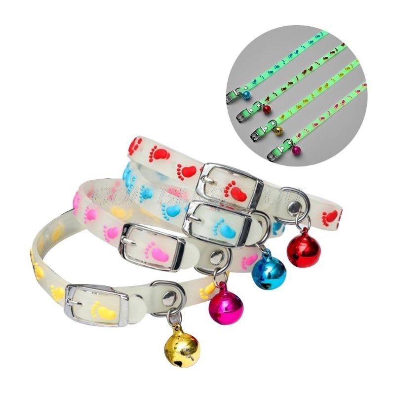 Pet Glowing Collars with Bells Glow at Night Dogs Cats Necklace Light Luminous Neck Ring Accessories Drop Shipping - HAYUDY