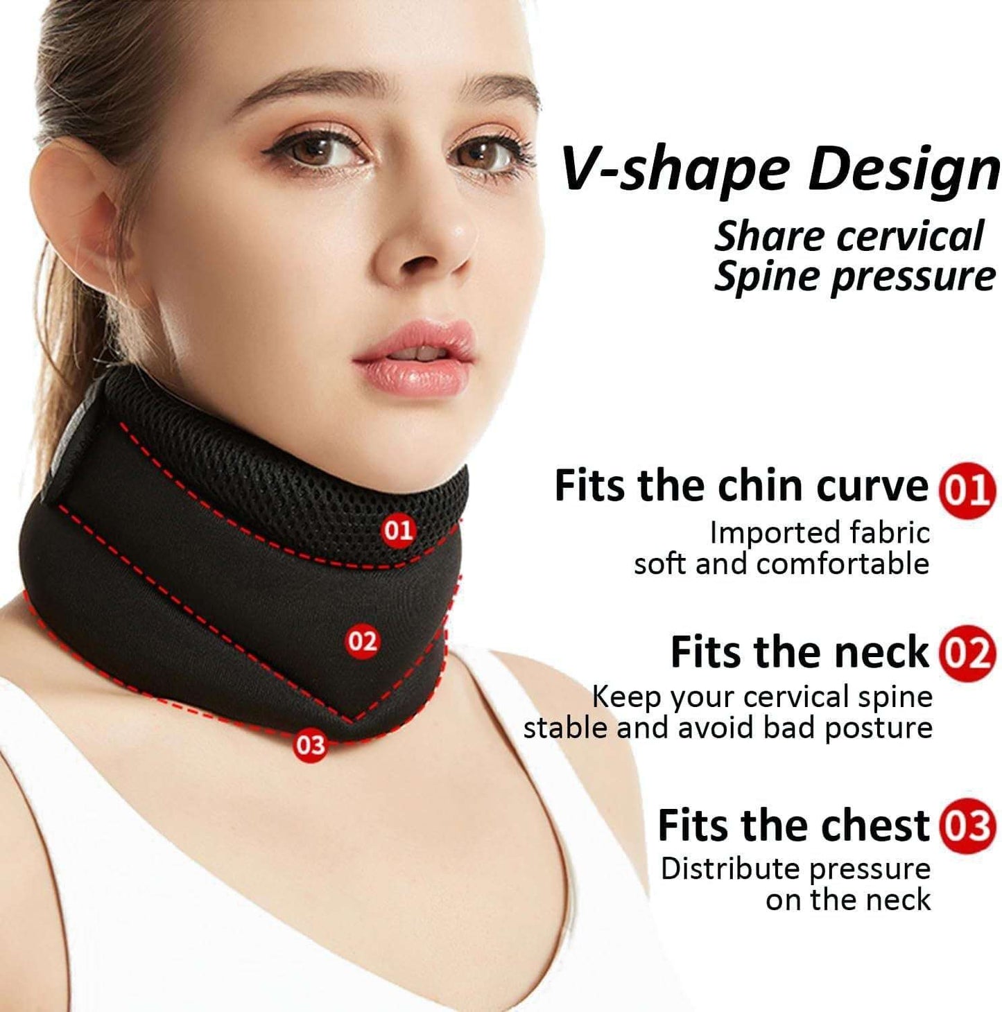 Three layer sponge neck support, breathable, high elasticity, anti bowing, forward leaning, cervical neck decompression, office neck cover - HAYUDY