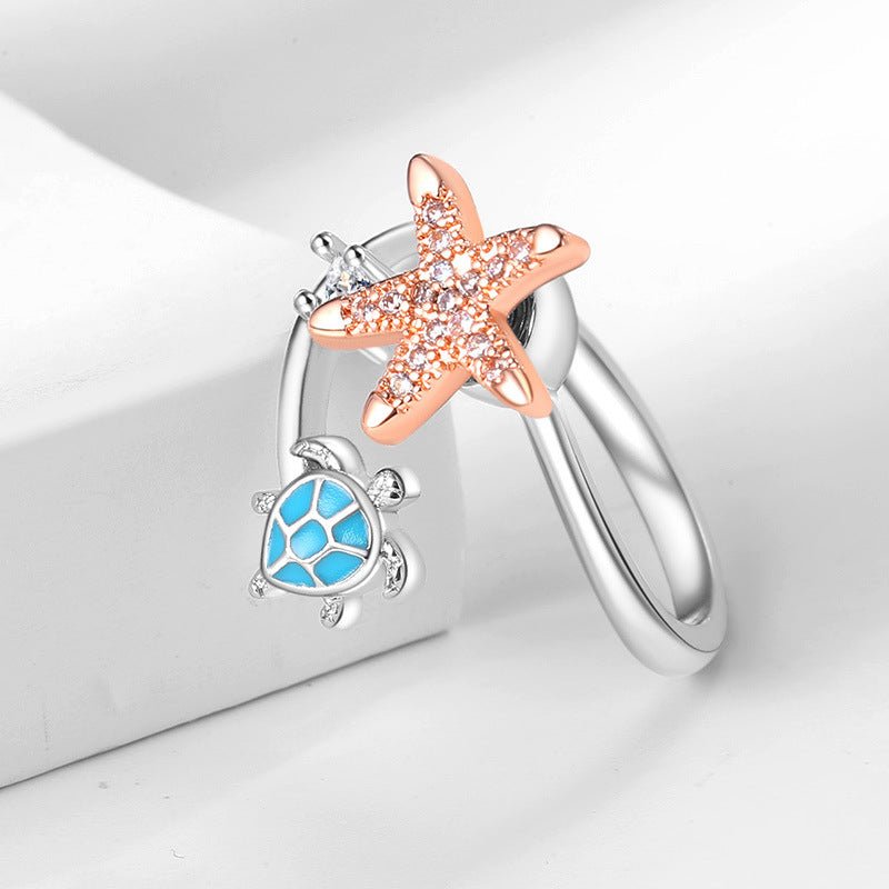 Turtle Star Rotating Ring Fashionable Stress Relieving Anxiety Opening Temperament Cute Animal Ring - HAYUDY